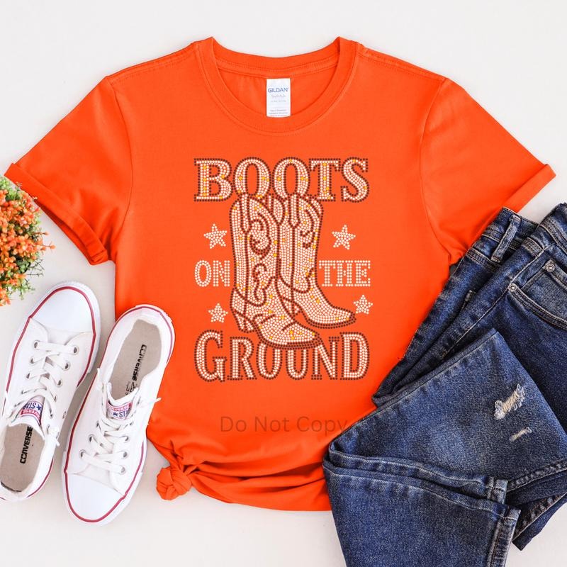 Boots On The Ground Silver Rhinestone Transfer T-Shirts, Hoodie, Sweatshirt | ZylaModa.com