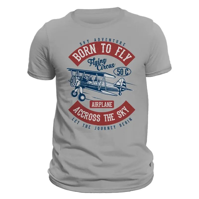 Born To Fly Across The Sky Airplane Pilot Men's T-Shirt Casual Crewneck Hoodie, Sweatshirt | ZylaModa.com