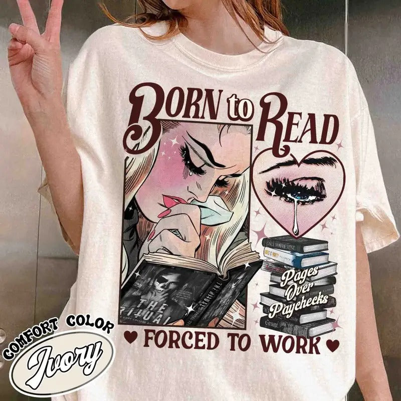 Born To Read Forced To Work Shirt, Dark Romance Social Club, Bookish Shirt Dark Romance Smut Gift, Womenswear Comfort...