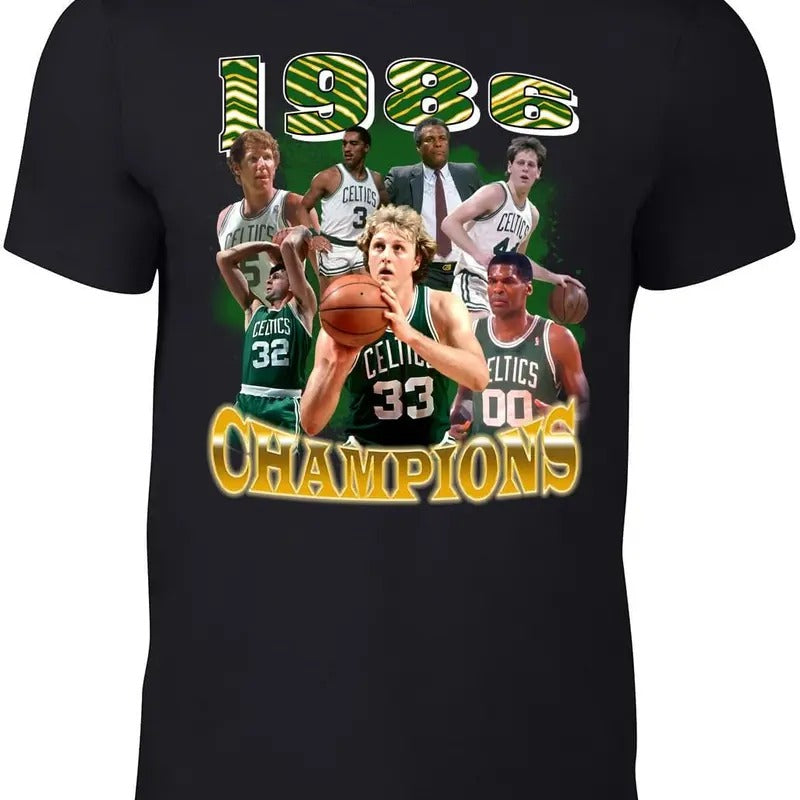 Boston 1986 Champions Larry Bird Bill Walton Bootleg Style T-Shirt Hoodie, Sweatshirt | ZylaModa.com