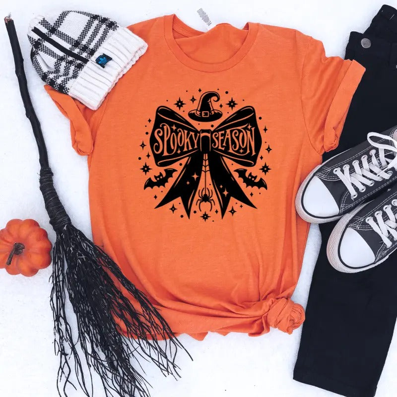 Bow Spooky Season Graphic Tee Hoodie, Sweatshirt | ZylaModa.com