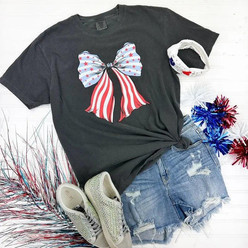 Bow-tiful Stars & Stripes Comfort Colors T-Shirt 'NLB' Hoodie, Sweatshirt | ZylaModa.com