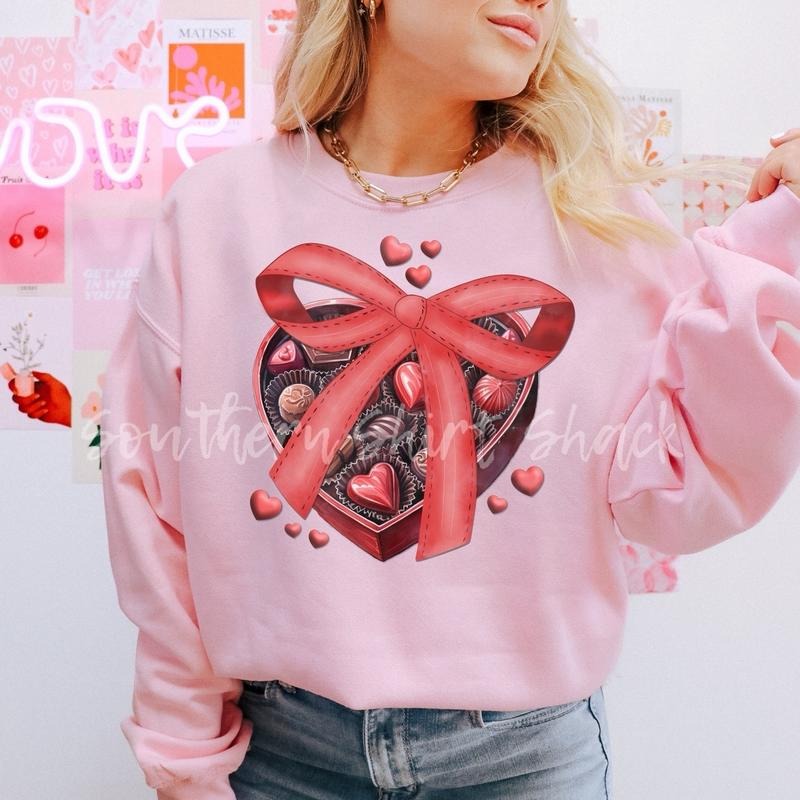 Box Of Chocolates Sweatshirt | Pink Valentines Day Sweatshirt T-Shirts, Hoodie | ZylaModa.com
