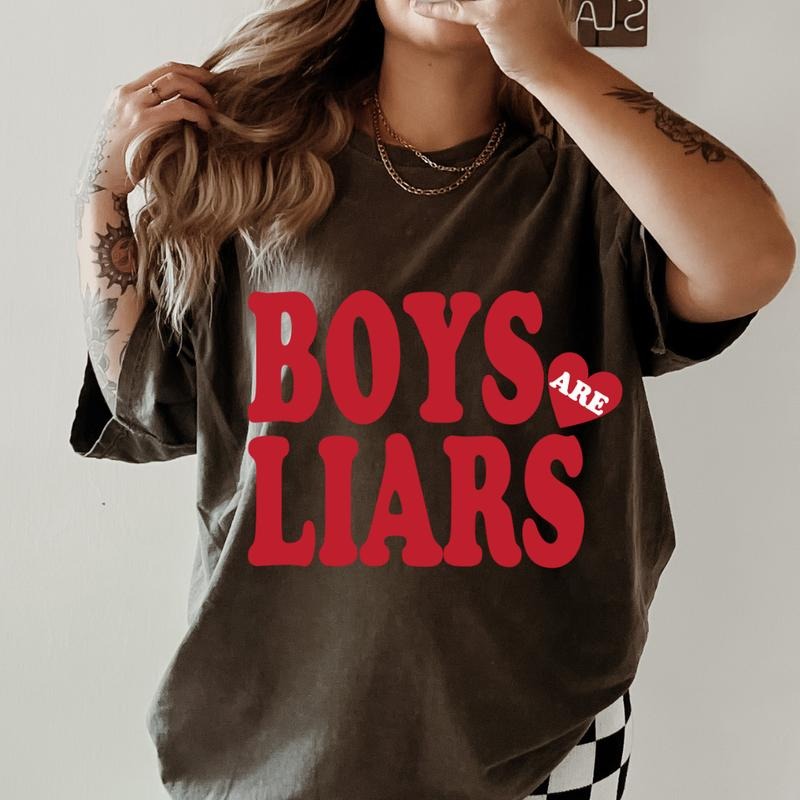 Boys are Liars Valentines day Shirt~ Unisex Apparel Relaxed Fit Printed In The USA Clothing Womenswear Casual Comfort...