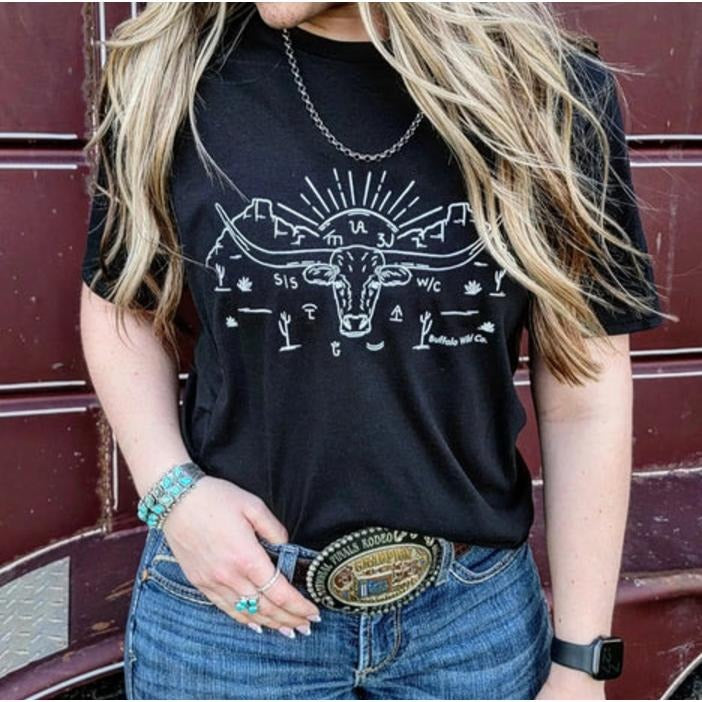 Branded Longhorn Graphic Tee, Classic Design, Perfect for Casual and Western-Inspired Outfits Hoodie, Sweatshirt