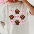 Brown labradoodle with bows Shirt~ Unisex Apparel Relaxed Fit Printed In The USA Clothing Womenswear Casual Comfort...