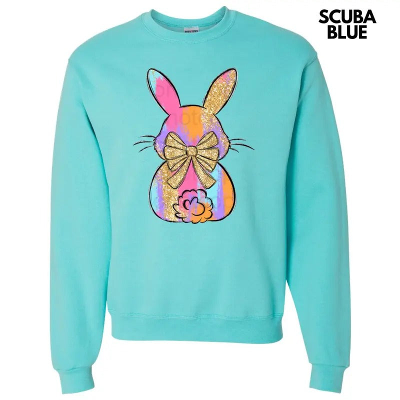 Brushstroke Faux Glitter Bunny Sweatshirt T-Shirts, Hoodie | ZylaModa.com