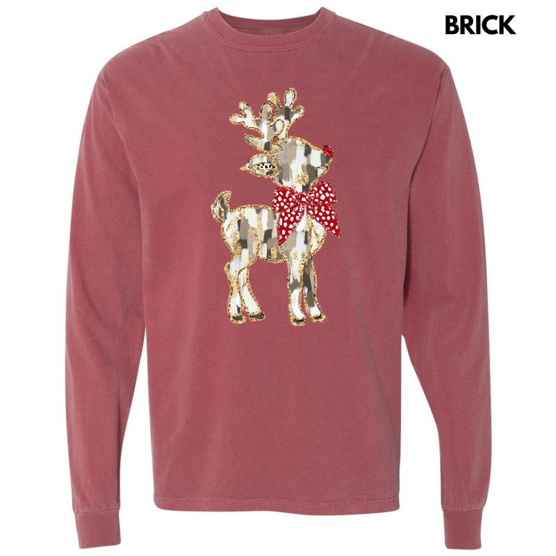 Brushstroke Reindeer Long Sleeve Comfort Colors T-Shirt 'NLB' Hoodie, Sweatshirt | ZylaModa.com