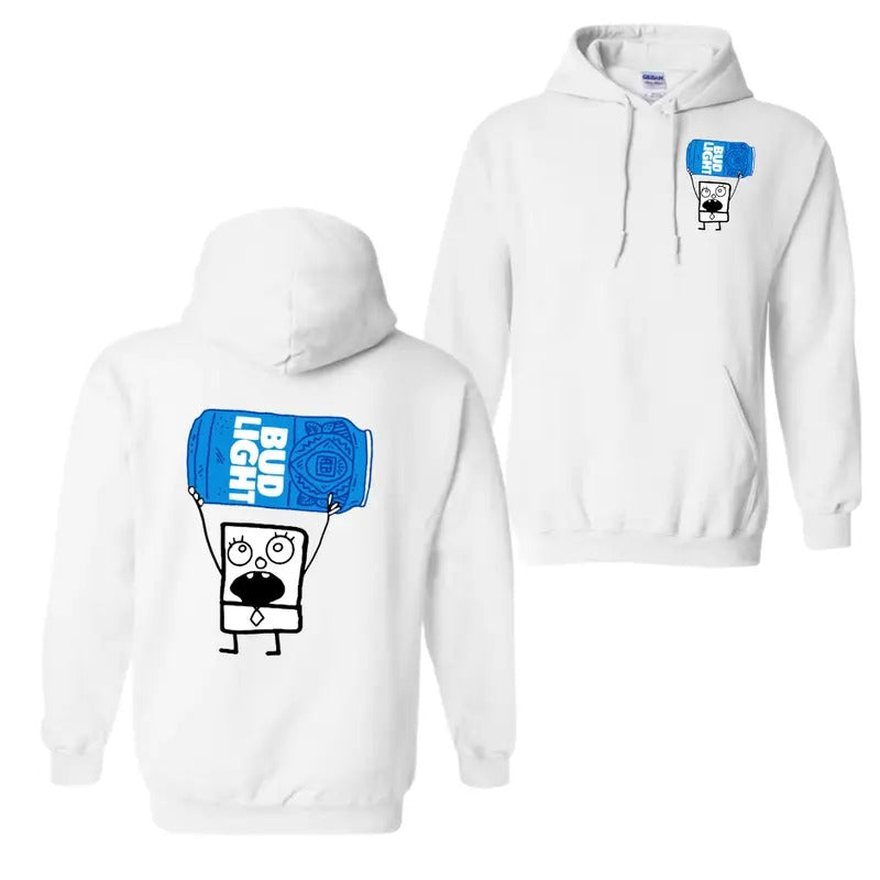 Bud Light Doodlebob Hoodie, Doodlebob Bud Light BEER, Double Sided  For Men Women, FAST SHIPPING, Cotton Tee Man Menswear...