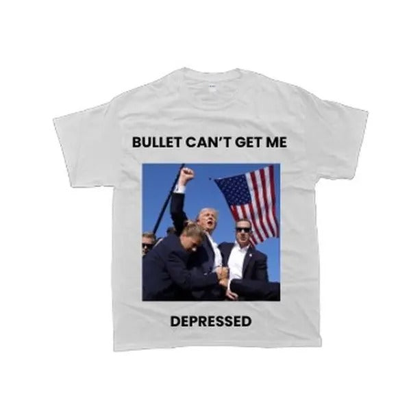 Bullet Can't Get Me Depressed T-Shirt - Unisex Style Tee - 100% Cotton - Menswear, T-shirt Hoodie, Sweatshirt | ZylaModa.com