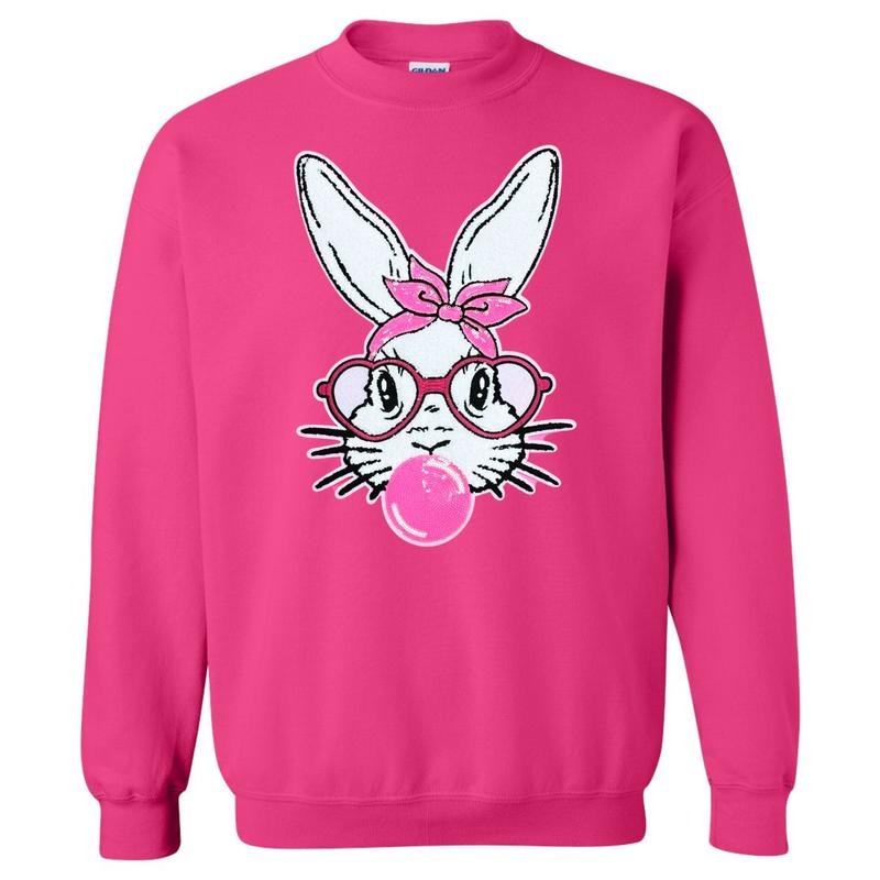 Bunny With Glasses Patch Sweatshirt T-Shirts, Hoodie | ZylaModa.com