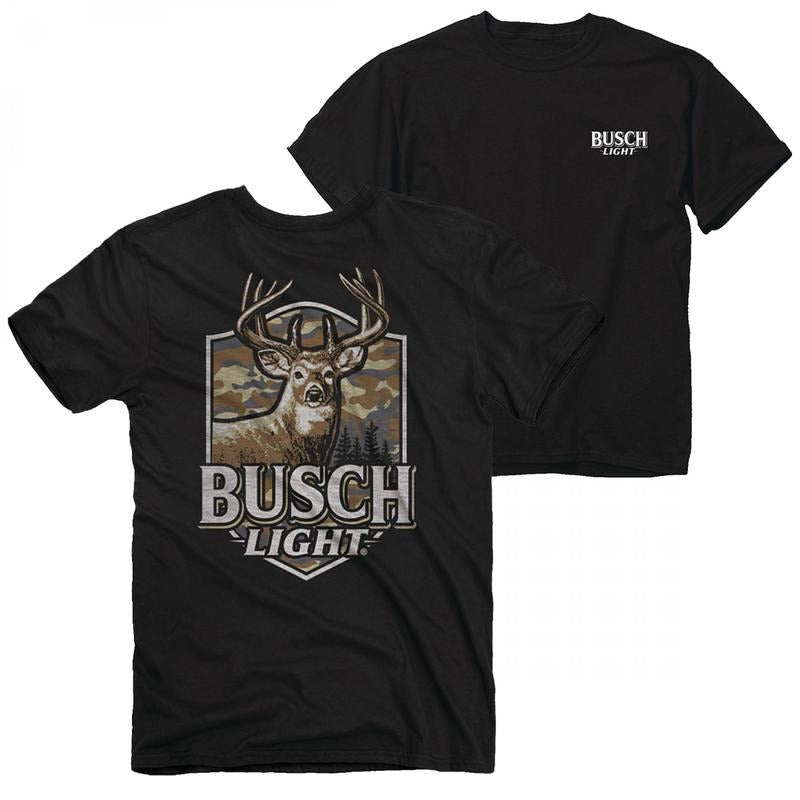 Busch Light Buck Camo Shield Front and Back Print T-Shirt Hoodie, Sweatshirt | ZylaModa.com