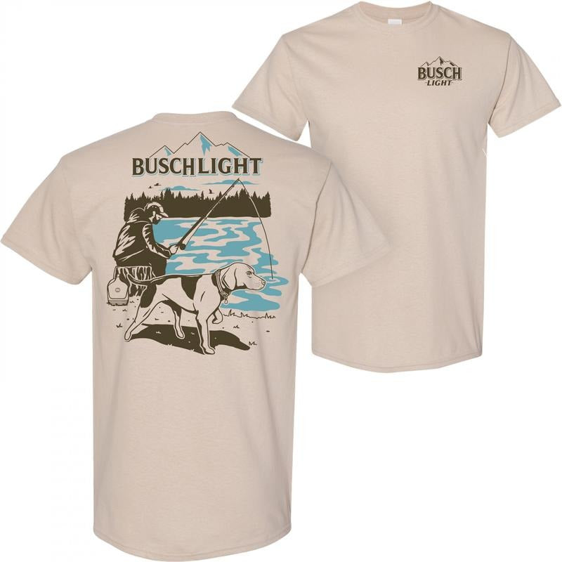 Busch Light Fishing with Friends Tan Front Back Print T-Shirt Hoodie, Sweatshirt | ZylaModa.com