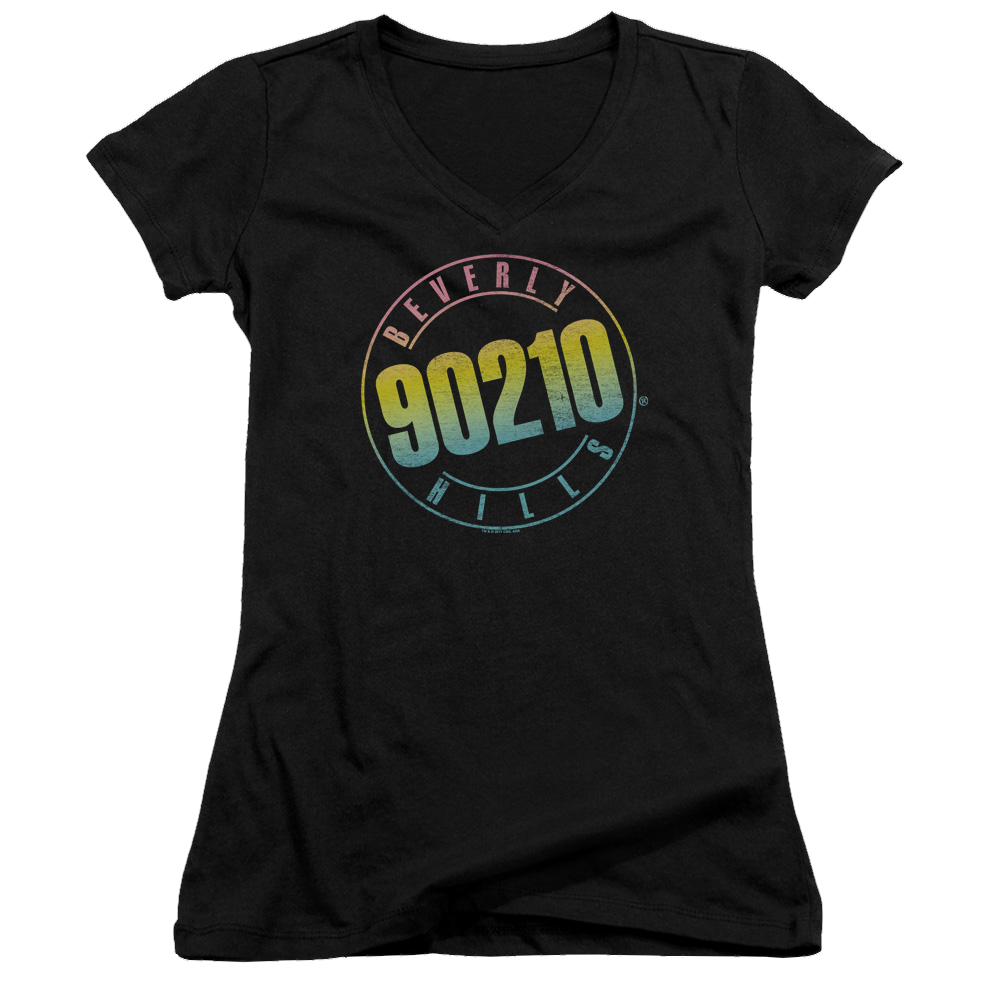 Beverly Hills 90210 Color Blend Logo - Juniors V-Neck T-Shirt Hoodie, Sweatshirt | ZylaModa.com