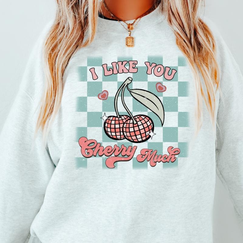 CHERRY MUCH CREWNECK (Crewneck Sweatshirt, Unisex Fit, Casual Sweatshirt for Valentines, Holiday Sweatshirt) Womenswear...