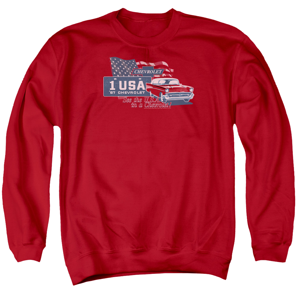 Chevrolet See The Usa - Men's Crewneck Sweatshirt T-Shirts, Hoodie | ZylaModa.com