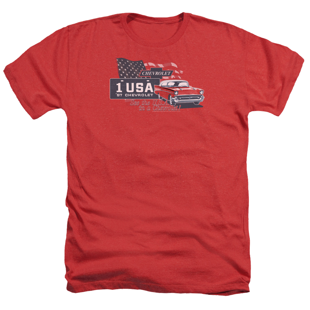 Chevrolet See The Usa - Men's Heather T-Shirt Hoodie, Sweatshirt | ZylaModa.com
