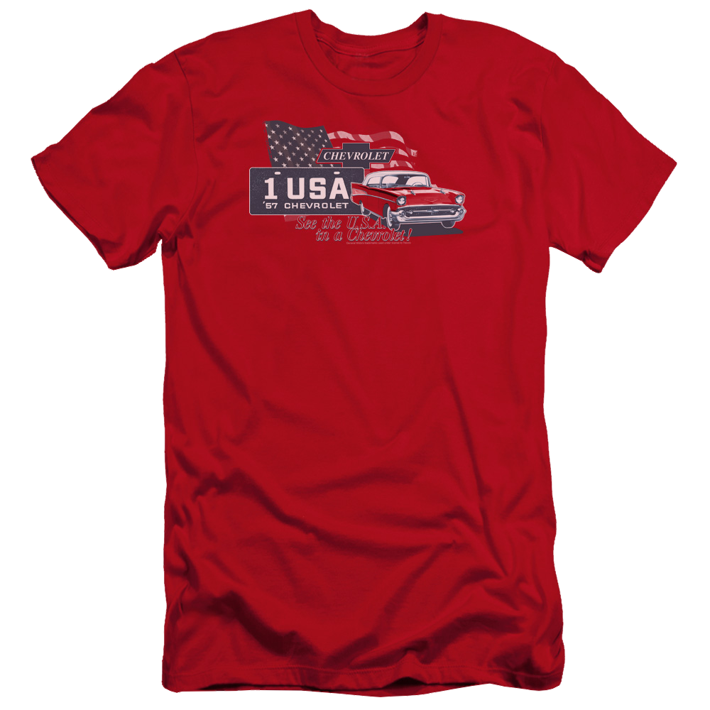 Chevrolet See The Usa - Men's Premium Slim Fit T-Shirt Hoodie, Sweatshirt | ZylaModa.com