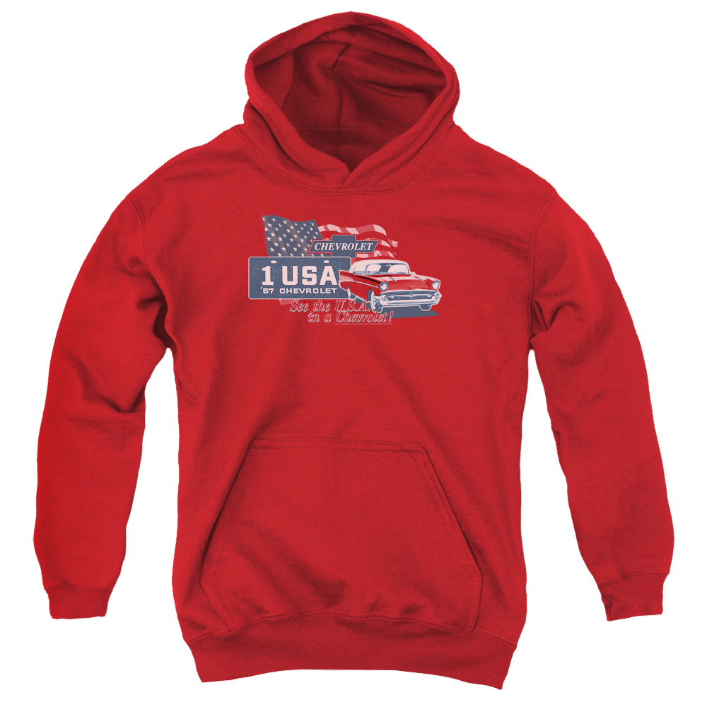 Chevrolet See The Usa - Youth Hoodie (Ages 8-12) T-Shirts, Sweatshirt | ZylaModa.com