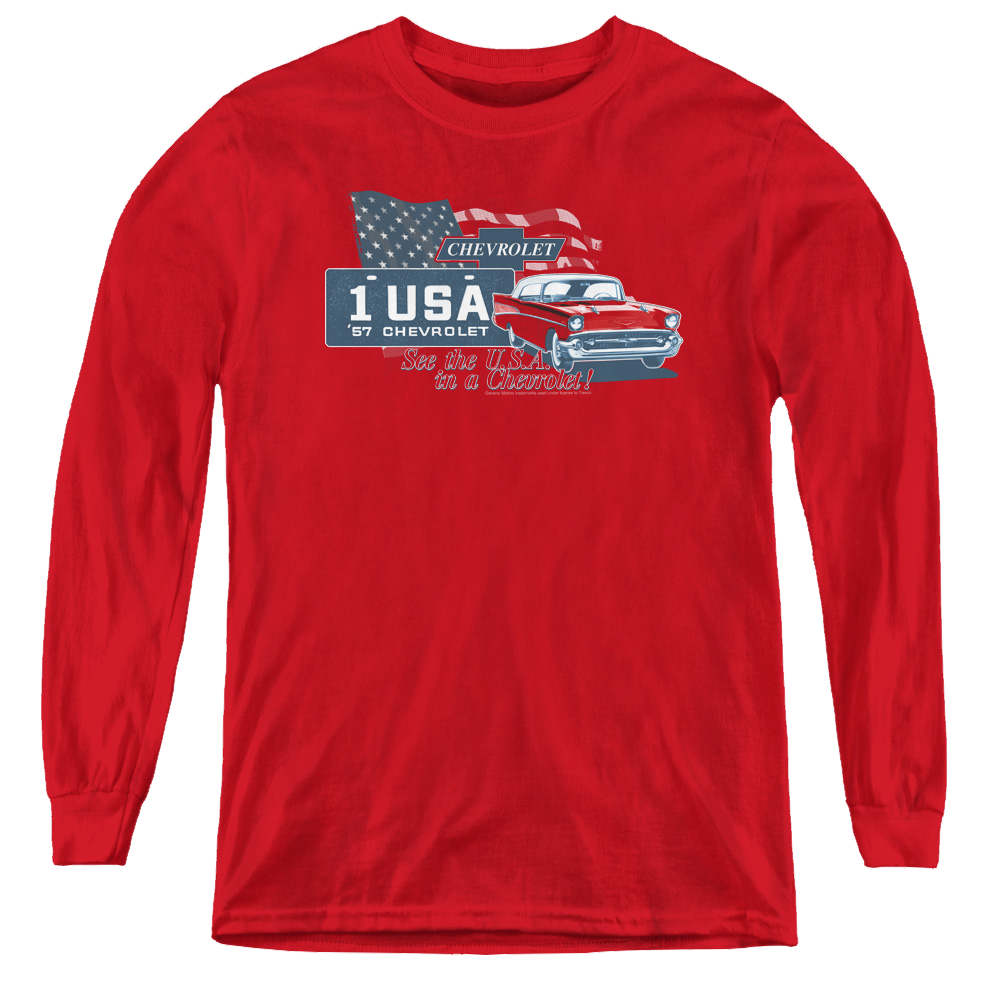 Chevrolet See The Usa - Youth Long Sleeve T-Shirt Hoodie, Sweatshirt | ZylaModa.com