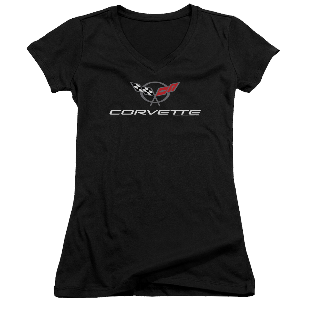 Chevrolet Corvette Modern Emblem - Juniors V-Neck T-Shirt Hoodie, Sweatshirt | ZylaModa.com