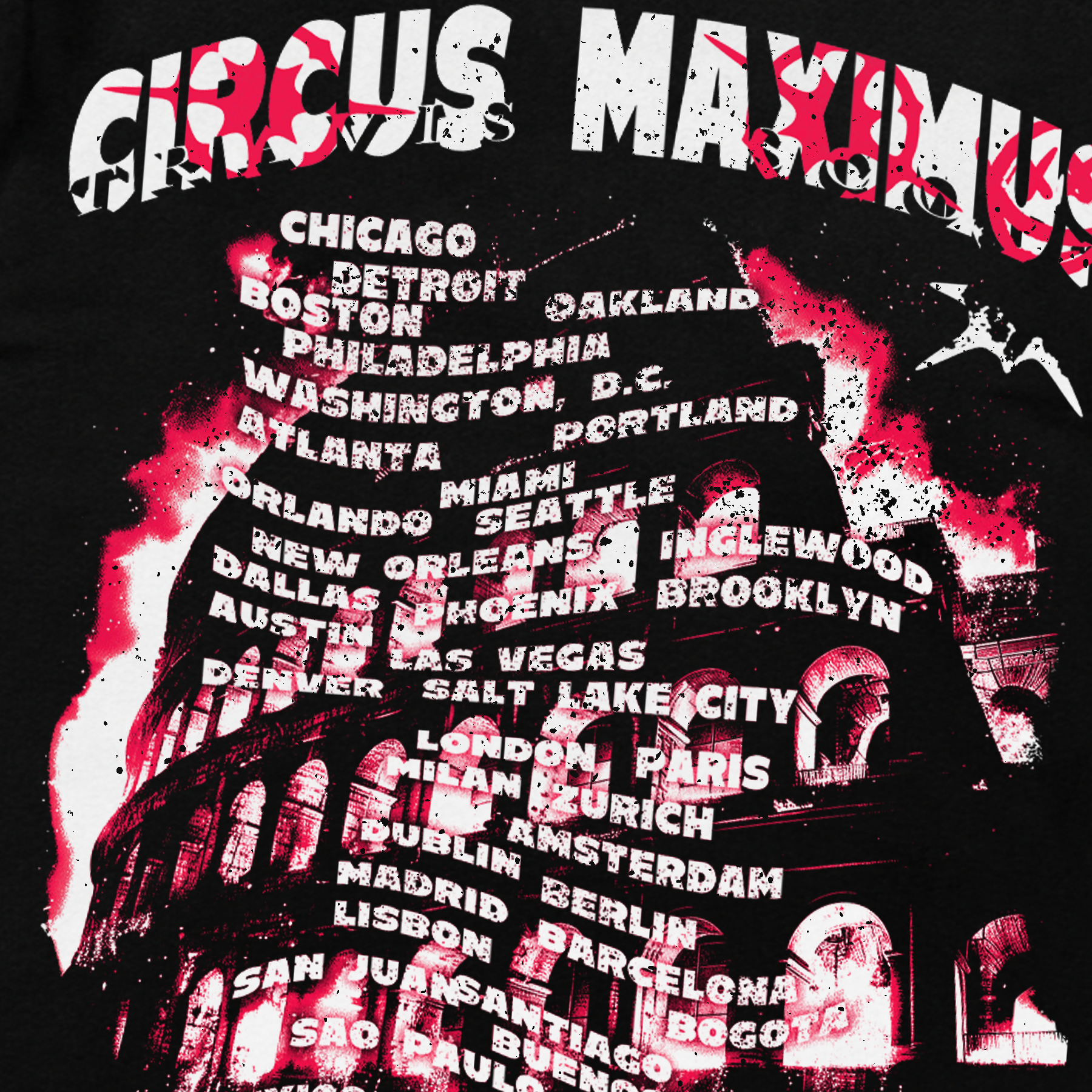 2024 TRAVIS SCOTT 'CIRCUS MAXIMUS TOUR' MERCH W / DATES HEAVYWEIGHT BLACK T-SHIRT Hoodie, Sweatshirt | ZylaModa.com (Image 3)