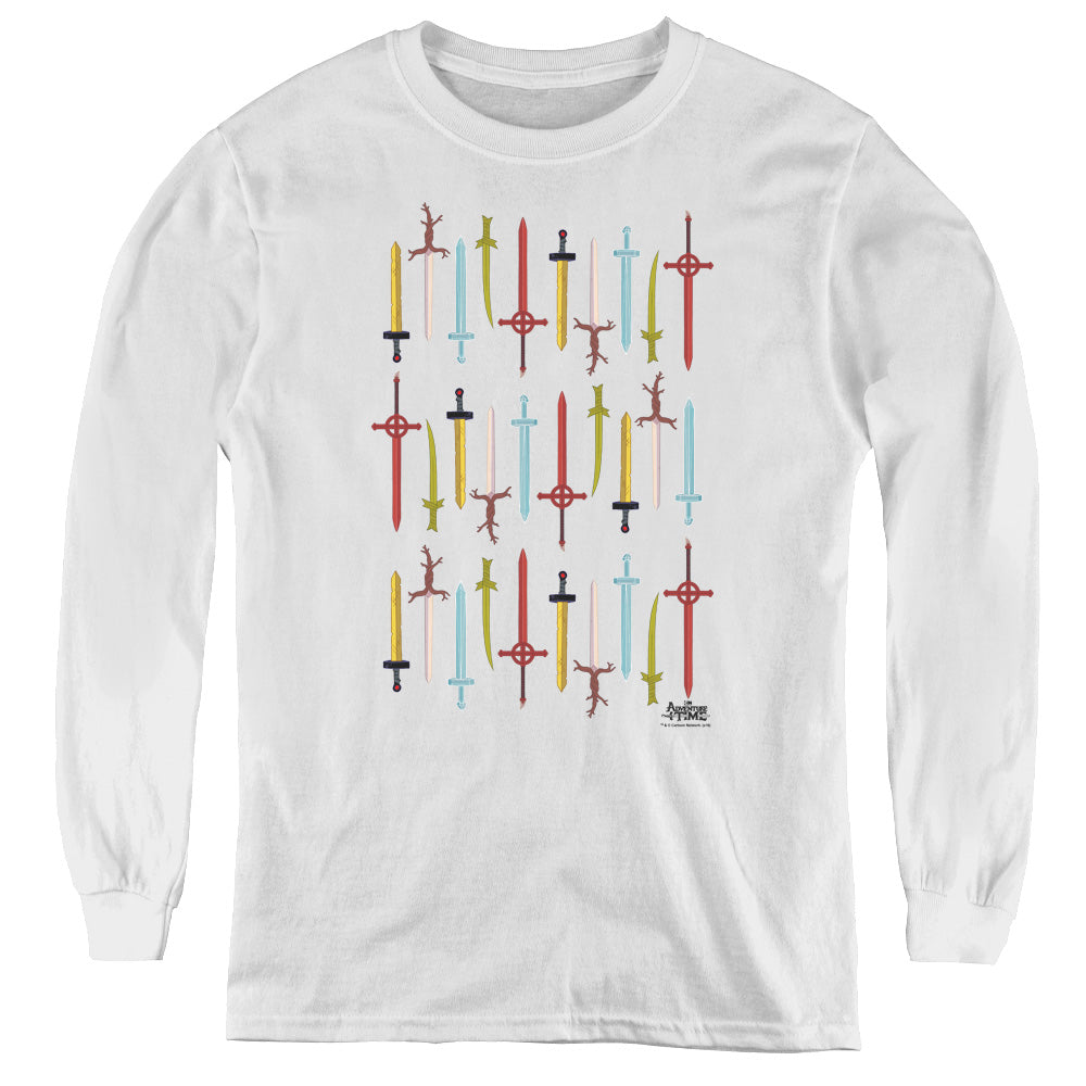 Adventure Time Swords Long Sleeve Kids Youth T Shirt White Hoodie, Sweatshirt | ZylaModa.com