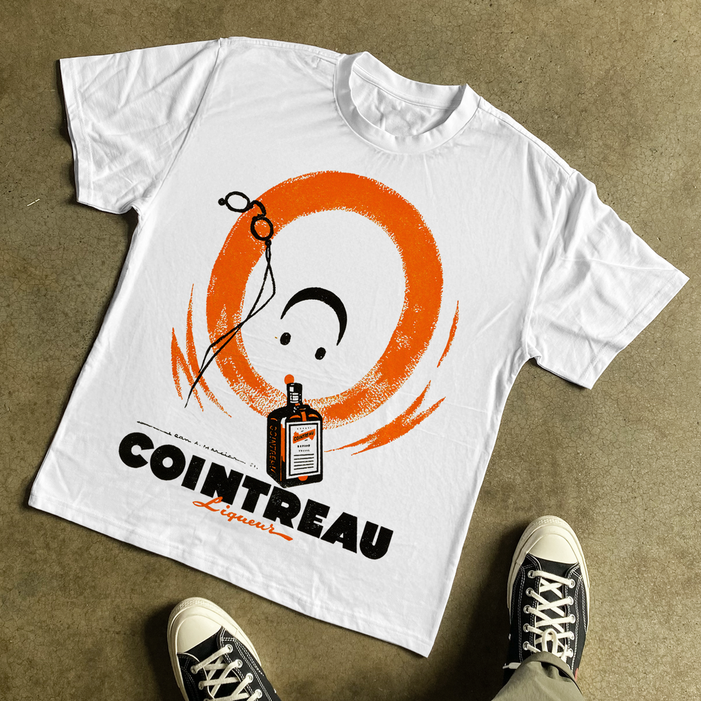 1950s 'COINTREAU' SMILEY HEAVYWEIGHT WHITE T-SHIRT Hoodie, Sweatshirt | ZylaModa.com (Image 1)