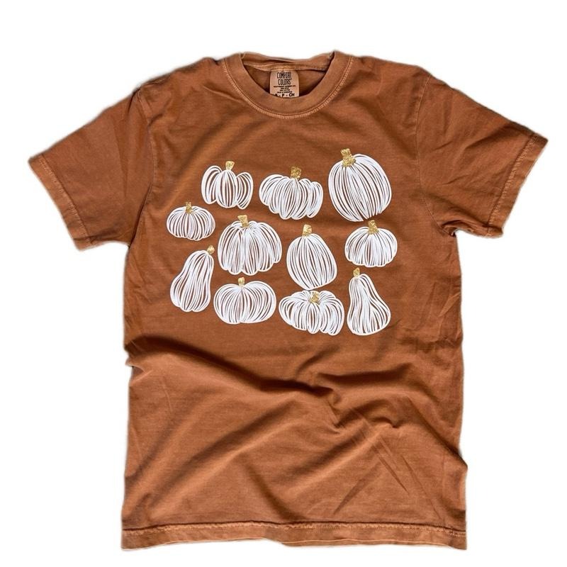 COMFORT COLORS - White Pumpkin Collage - Fall Tee for Women Fit Shortsleeve Hoodie, Sweatshirt | ZylaModa.com