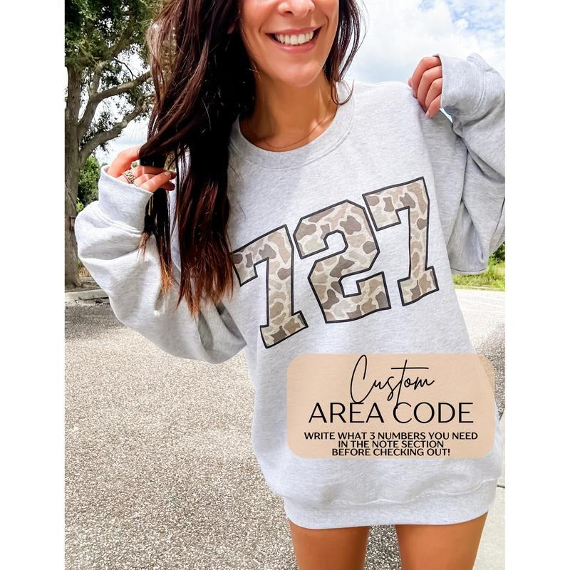 CUSTOM AREA CODE Camo Graphic Top T-Shirts, Hoodie, Sweatshirt | ZylaModa.com