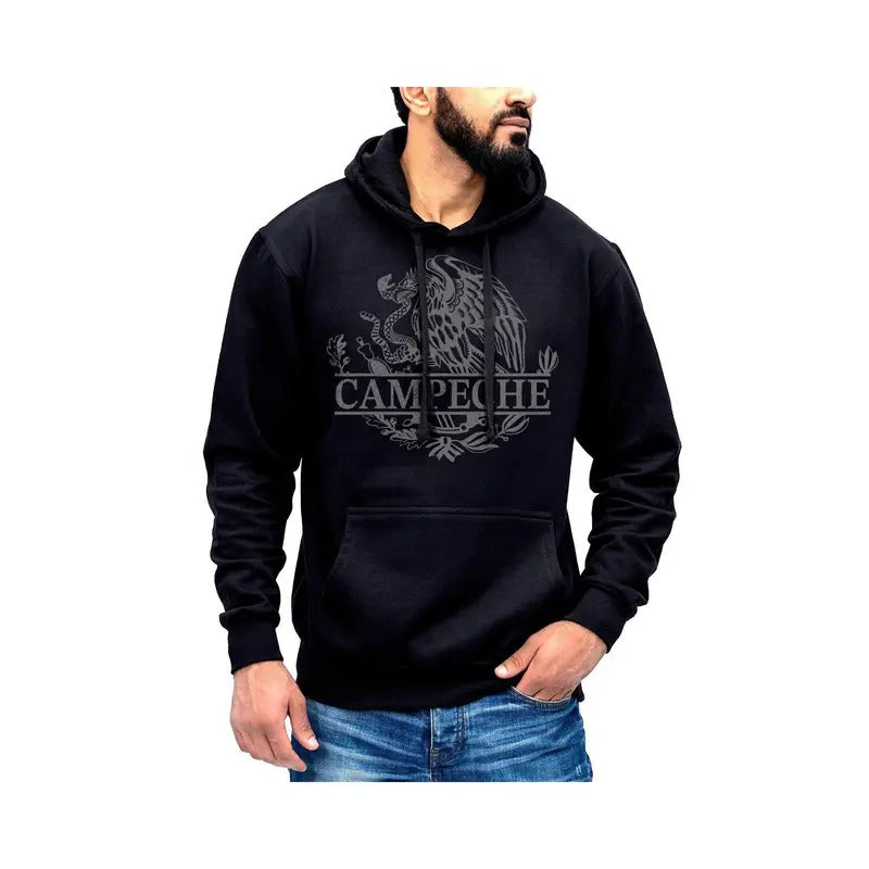 Campeche Mexico Eagle Emblem Hoodie Sweatshirt Cotton Fabric T-Shirts | ZylaModa.com