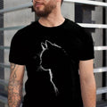 Cat Silhouette drawn black tshirt, unisex black tshirt Made in USA Hoodie, Sweatshirt | ZylaModa.com