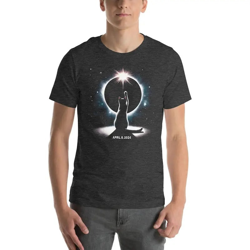 Cat Solar Eclipse Shirt, April 8 2024, Total Solar Eclipse Watching Tee, Solar Eclipse Souvenir Gift, Feline Lover...