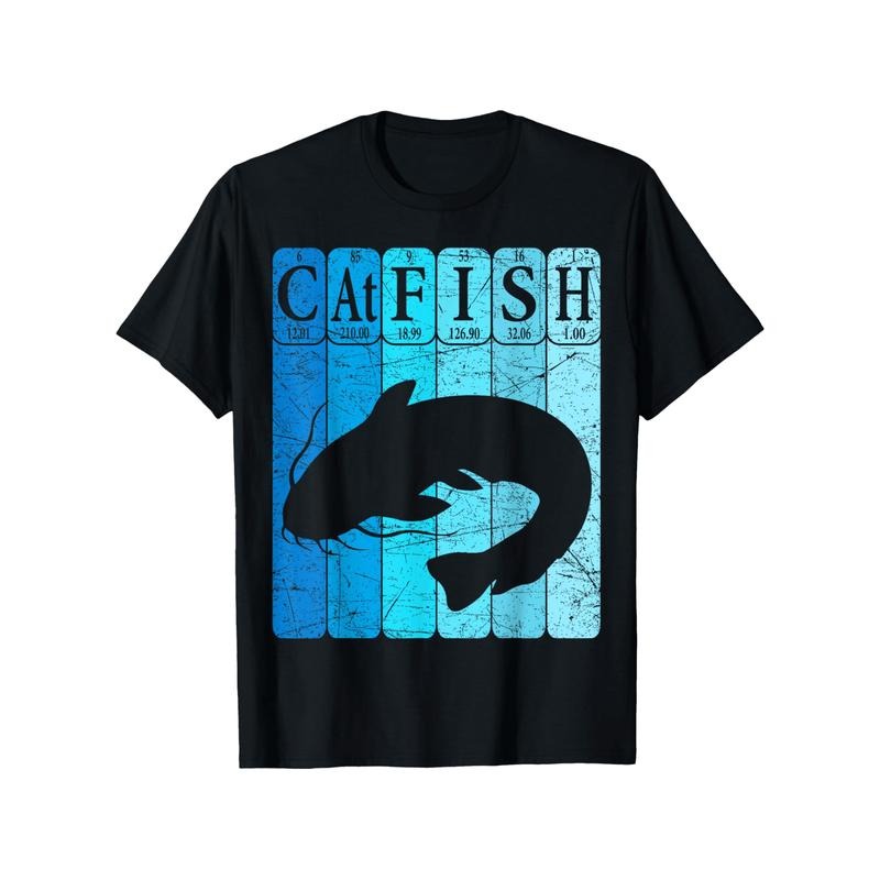 Catfish Periodic Table Graphic T-Shirt, 100% Cotton, Casual Crew Neck, Short Sleeve, Regular Fit, Slight Stretch, Knit...