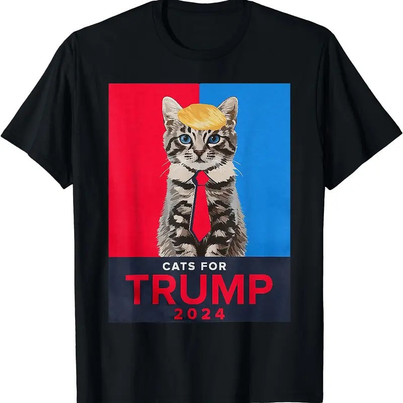 Cats For Trump 2024 | Trump Cat Funny T-Shirt | Unisex Cotton Tee Gift | Full Size Hoodie, Sweatshirt | ZylaModa.com