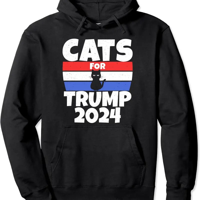 Cats For Trump 2024 Cat Owner Republican Pullover Hoodie | Unisex Hooded Sweatshirt T-Shirts | ZylaModa.com