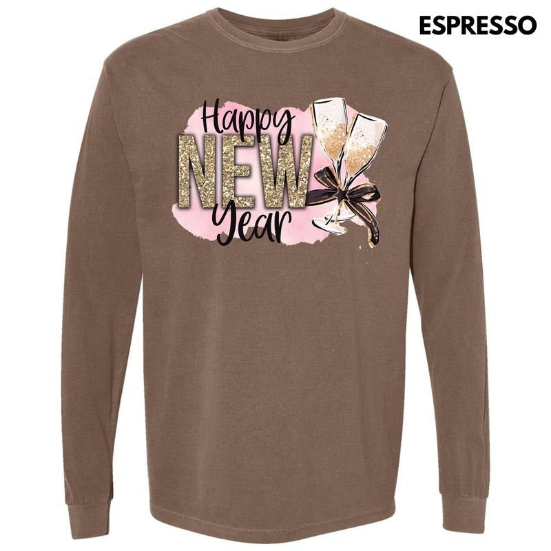 Champagne New Year Long Sleeve Comfort Colors T-Shirt 'NLB' Hoodie, Sweatshirt | ZylaModa.com