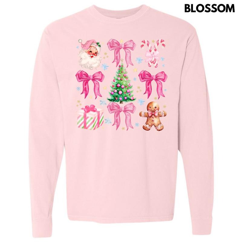 Charming Christmas Collage Long Sleeve Comfort Colors T-Shirt 'NLB' Hoodie, Sweatshirt | ZylaModa.com