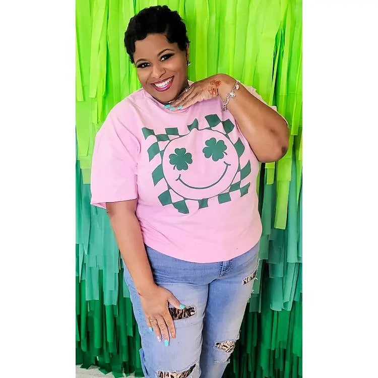 Checker Board Clover Smiley T-Shirt Hoodie, Sweatshirt | ZylaModa.com