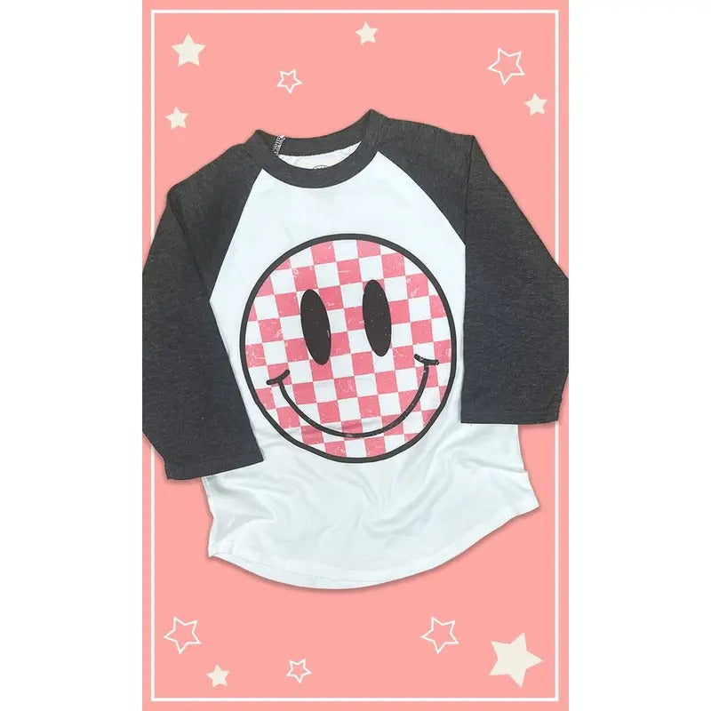 Checkerboard Smiley Youth Graphic Raglan T-Shirts, Hoodie, Sweatshirt | ZylaModa.com