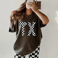 Checkerd Custom State Shirt, Comfort Colors, Checkerd Coquette Shirt, Women's Holiday Tee, Casual Comfy Graphic Hoodie,...
