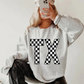 Checkered  States Sweatshirt, Custom Sweatshirt ~ Unisex Apparel Relaxed Fit Printed in the USA Clothing Womenswear...