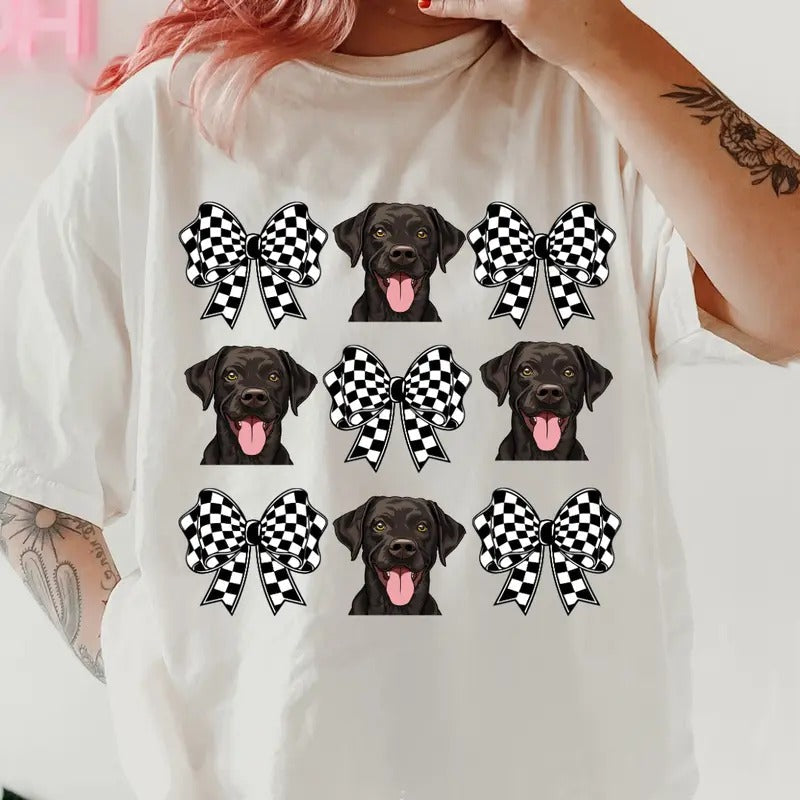 Checkered Bows & Labrador Retrievers Shirt ~ Unisex Apparel Relaxed Fit Printed In The USA Clothing Womenswear Casual...