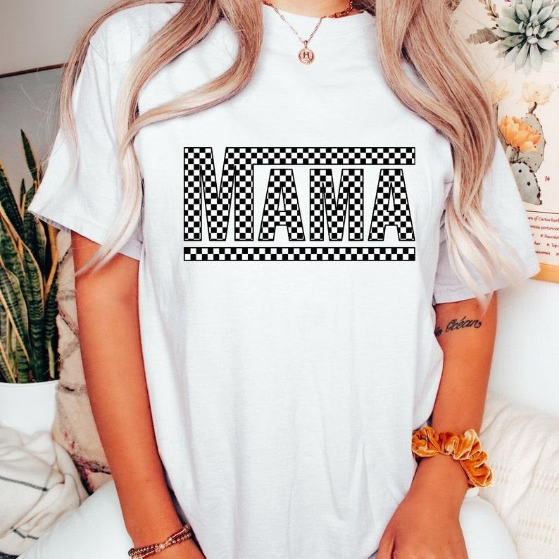 Checkered Mama , Mama , Racing Mama T-shirt , Race Mama Sublimation, Retro Mama. Cut  Cricut,  Pdf, Vector Hoodie, Sweatshirt