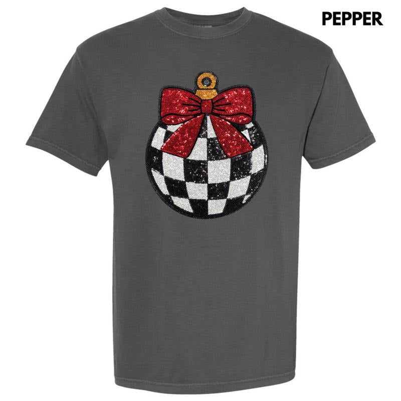 Checkered Ornament Sequin Patch Comfort Colors T-Shirt Hoodie, Sweatshirt | ZylaModa.com
