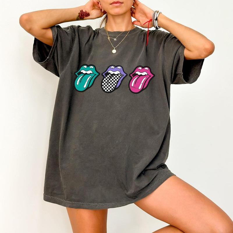 Checkered Rock Tongues Tshirt, Retro Lips shirt,, Concert Tee, Classic Rock, Tshirt, Hoodie, Sweatshirt | ZylaModa.com