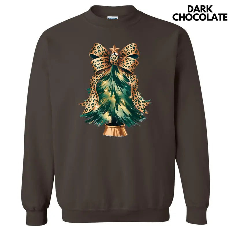 Cheetah Bow Christmas Tree Sweatshirt 'NLB' T-Shirts, Hoodie | ZylaModa.com