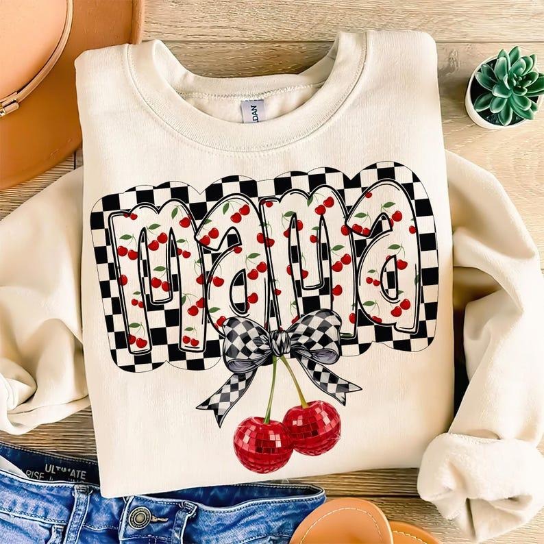 Cherry Bow Coquette Mama Sweatshirt Mom Coquette Soft Girl Aesthetic Mothers Day Ribbon T-Shirts, Hoodie | ZylaModa.com