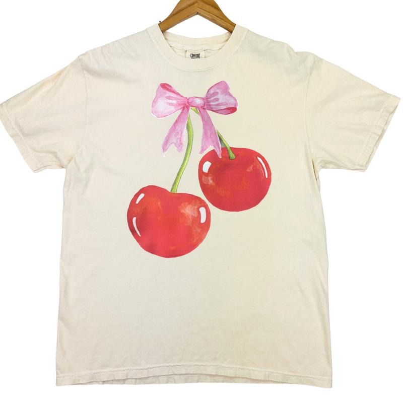 Cherry Coquette Comfort Colors T-Shirt Hoodie, Sweatshirt | ZylaModa.com