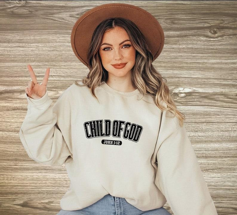 Child of God Sweatshirt Bible Verse Hoodie Christian Hoodies Christian Merch Streetwear Jesus Hoodie Christian Sweatshirt...
